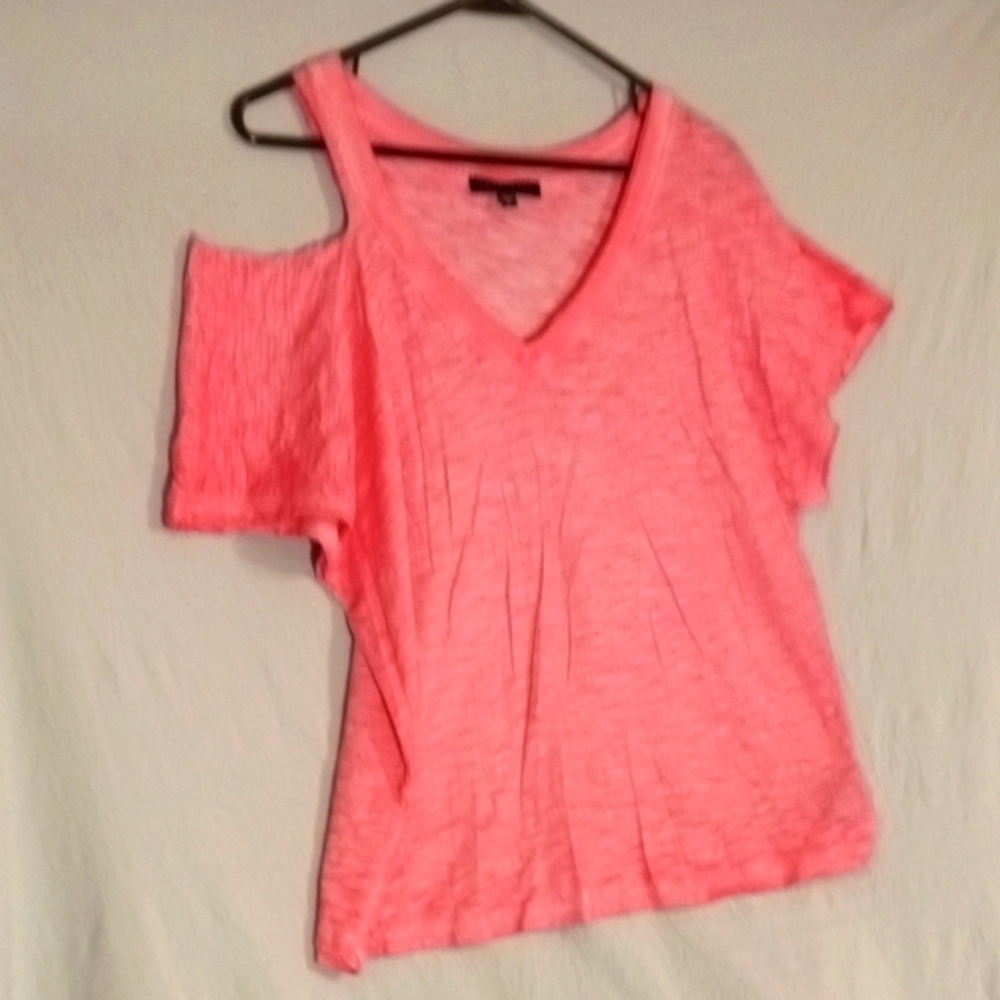 Hot Pink One Cold Shoulder Tee Top